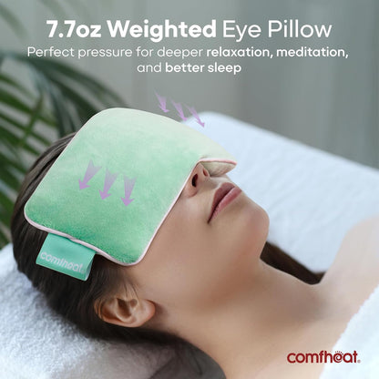 Unscented Weighted Eye Pillow for Yoga, Microwavable Moist Heat Eye Compress Mask with Washable Cover for Relaxation, Sleeping, Meditation, Yoga, Spa, Migraine Relief