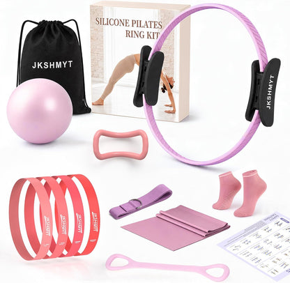 Pilates Ring Kit for Women, Pilates Equipment – 14.5" Home Magic Circle Workout with Pilates Ball, Resistance Bands, Better me Pilates Essentials Starter Set for Beginners Toning Shape Full Body