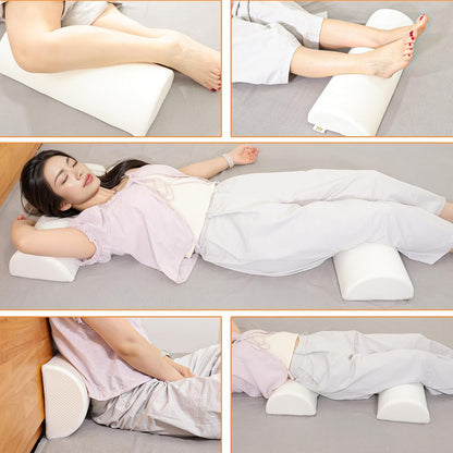 2PCS Knee Pillow for Sleeping, Half Moon Bolster Pillow for Neck, Legs, Ankle Foot & Knee Support, High Density Foam for Leg Elevation (19.6''x6.7''x3.5'', 19.6''x7.8''x4.3'')