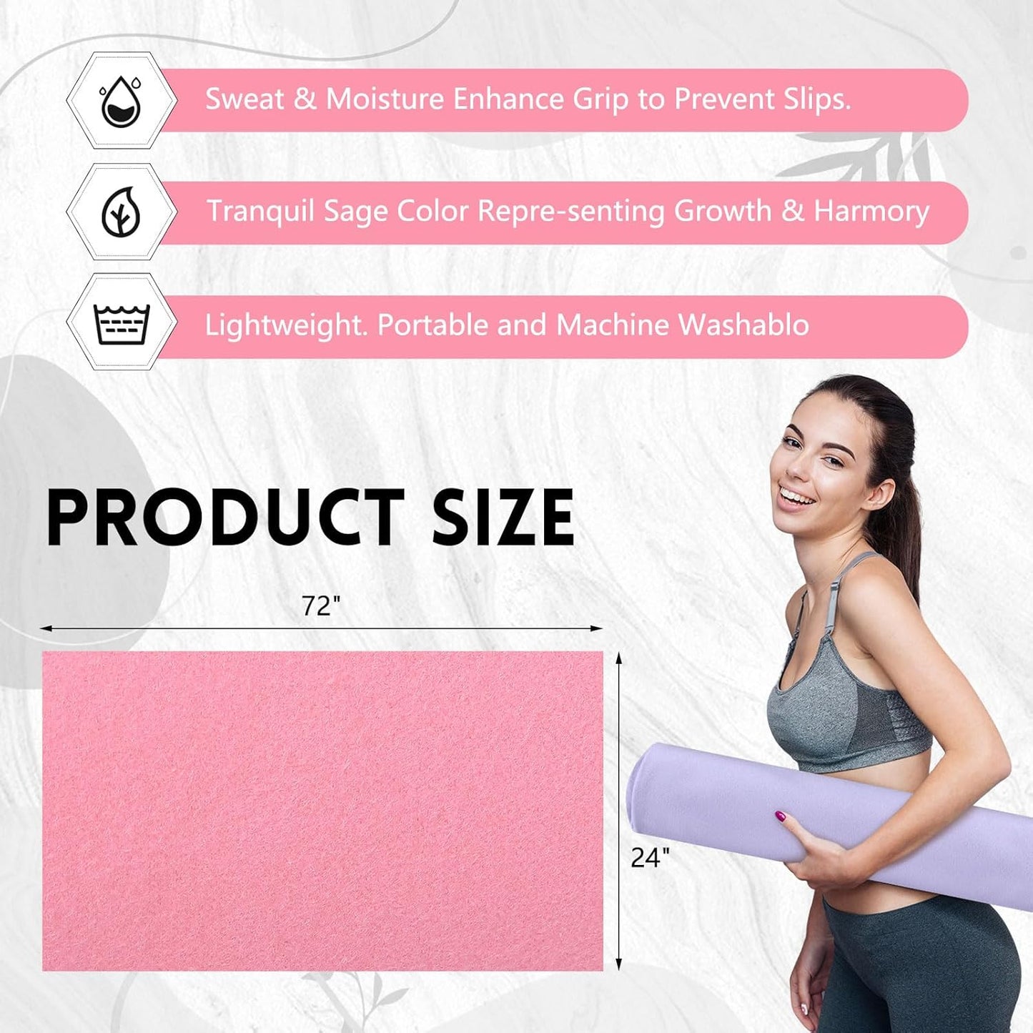 Breling 4 Pack 72" x 24" Hot Yoga Towel Non Slip Microfiber Mat Towel Sweat Absorbent Soft Pilates Mat Essentials for Hot Yoga Pilates Exercise(Light Grey)