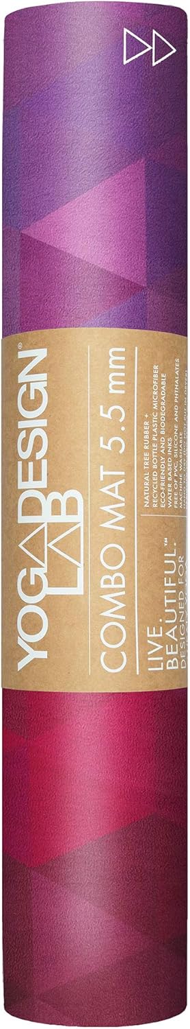 YOGA DESIGN LAB | The Combo Yoga Mat | 2-in-1 Mat+Towel | Eco Luxury | Ideal for Hot Yoga, Power, Bikram, Ashtanga, Sweat | Studio Quality | Includes Carrying Strap!