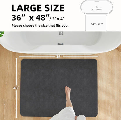 TYUU Bath Mat, Bathroom Rugs Non Slip Washable Thin Absorbent Quick Dry Bath Mat Fits Under Door Bathroom Floor Mat Perfect for Bath, Shower, or Sink 24"x36" Dark Grey