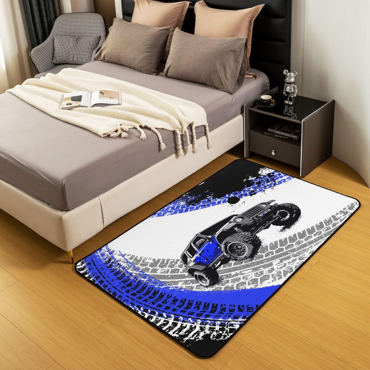 Feelyou Dirt Bike Area Rug 3x5 Kids Extreme Sports Green Honeycomb Living Room Rugs for Bedroom Boys Girls Teens Racing Motocross Rider Decorative Carpet Rug Non-Slip Motorcycle Indoor Floor Mat