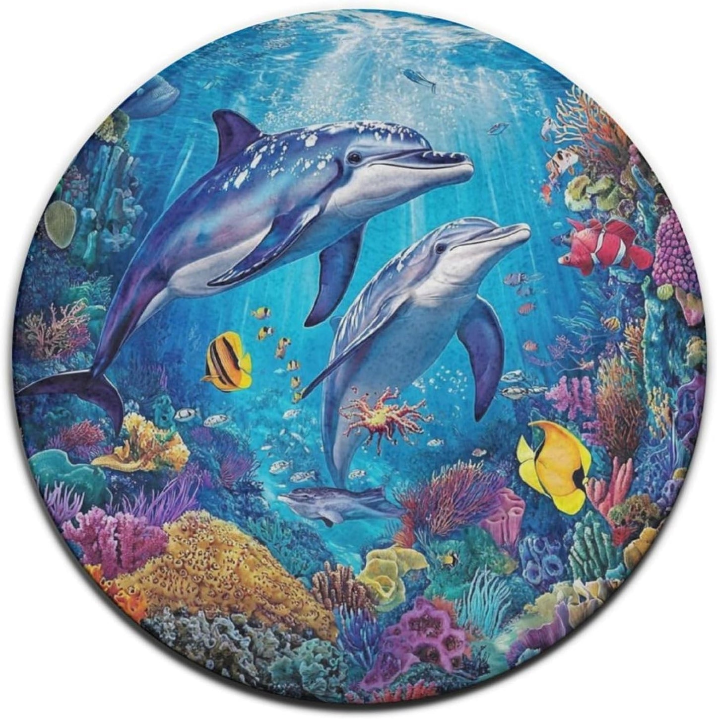 Room Sofa Yoga Soft Round Carpet, Home Decor Non Slip Kitchen Office Circle Rug, Machine Washable Modern Round Area Rug Beach Turtles, 60inch