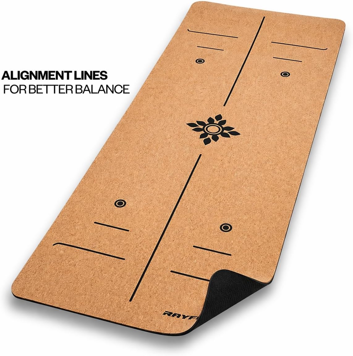 Cork Yoga Mat for Hot Yoga – Sweat Activated Non Slip Grip, 6MM Thick Workout & Fitness Exercise Mat for Men & Women with Alignment Lines, Premium Cork & TPE Yoga Mat for Pilates, Stretching & Home Gym – Rayforce