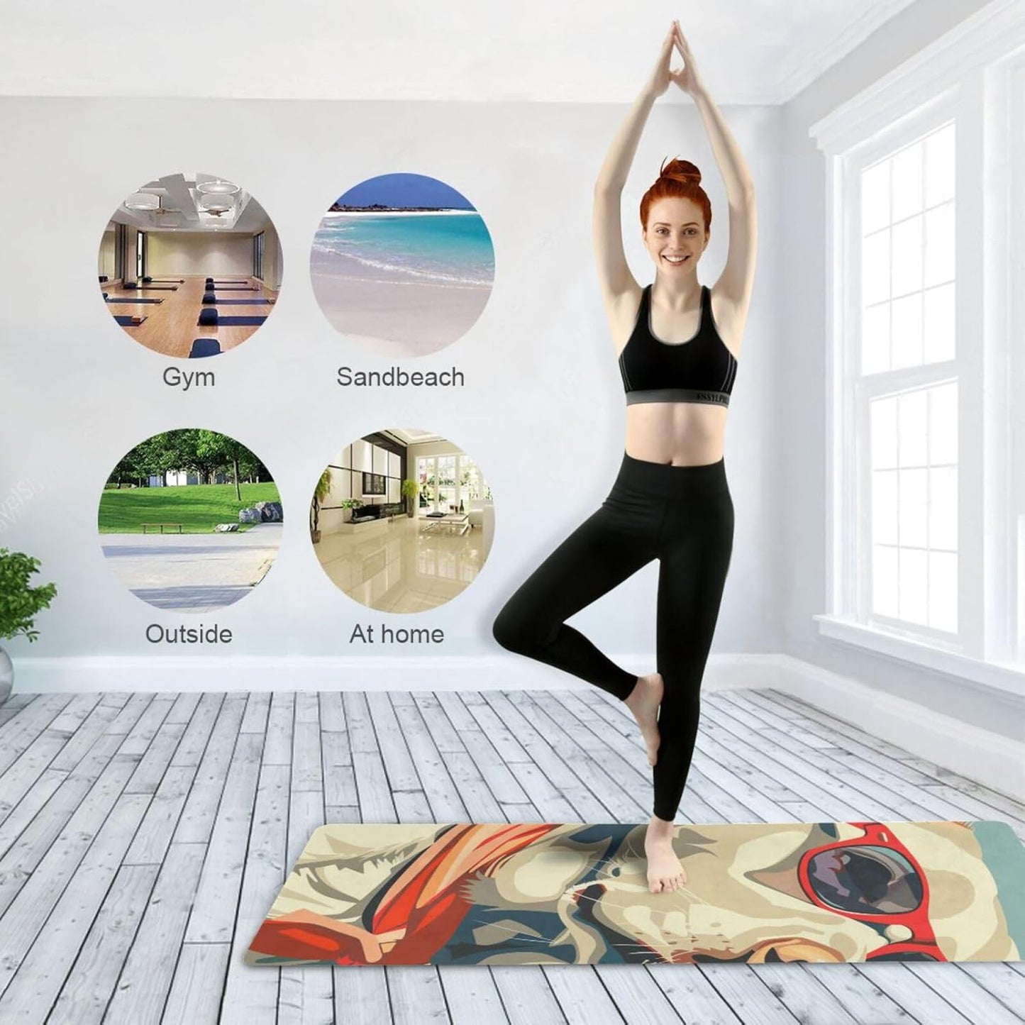 Nautical Beach Ocean Style Labrador Retriever Pastel Color yoga mat bulk for gym printed, natural rubber non slip, yoga bag for mat tapete para ejercicio 71x26 inches