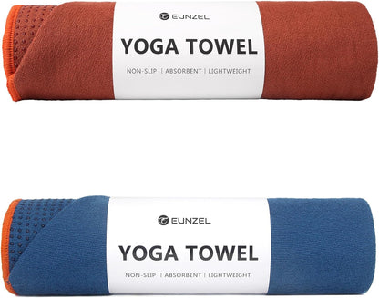 Eunzel 2 Pack Hot Yoga Towel with Grip Dot, Non Slip Yoga Mat Towe Sweat Absorbent Towel for Hot Yoga,Bikram, Pilates and Fitness 72" x 24", Pink