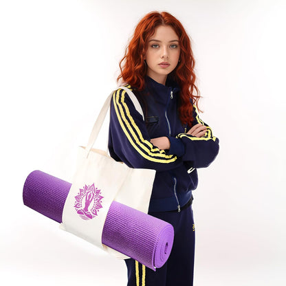 Yoga Mat Bag for Women Canvas Tote Bags with Yoga Mat Carrier Gym Bag for Workout Pilates Travel Beach and Office