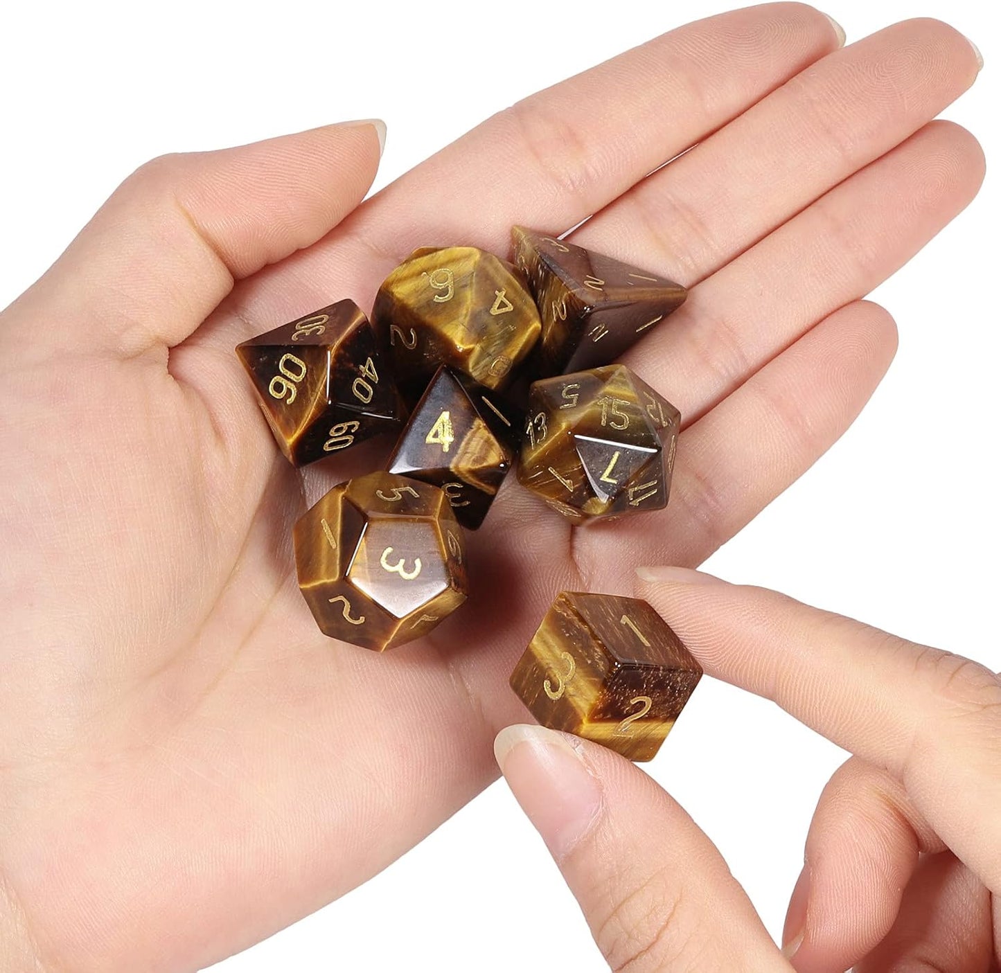 mookaitedecor 7 PCS Blue Howlite Turquoise Crystal Polyhedral DND Dice Set, Polished Tumbled Stones Dices for RPG MTG Table Games Home Decoration