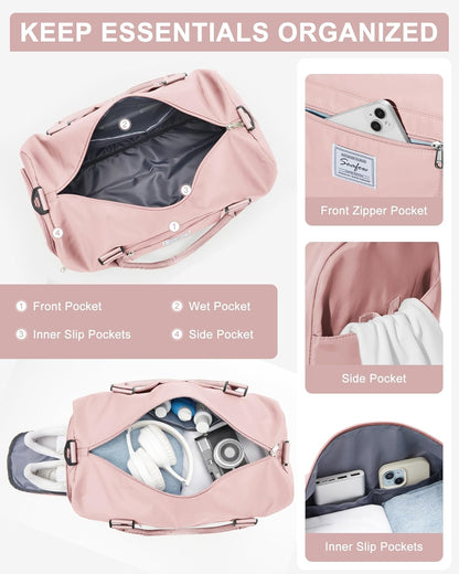 Gym Bag Womens Mens with Shoes Compartment and Wet Pocket Travel Duffel Bag for Women for Plane Sport Gym Tote Bags Swimming Yoga Waterproof Weekend Overnight Carry on Bag Hospital Holdalls - Colors A