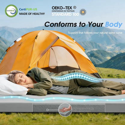 CYMULA Memory Foam Camping Mattress Pad,3inch Sleeping Pad for Camping,Non-Slip Bottom Floor Cot Car Mattress Bed with Retaining Portable Roll up Mattress Pad Mat for Travel Truck Guest Bed Tent