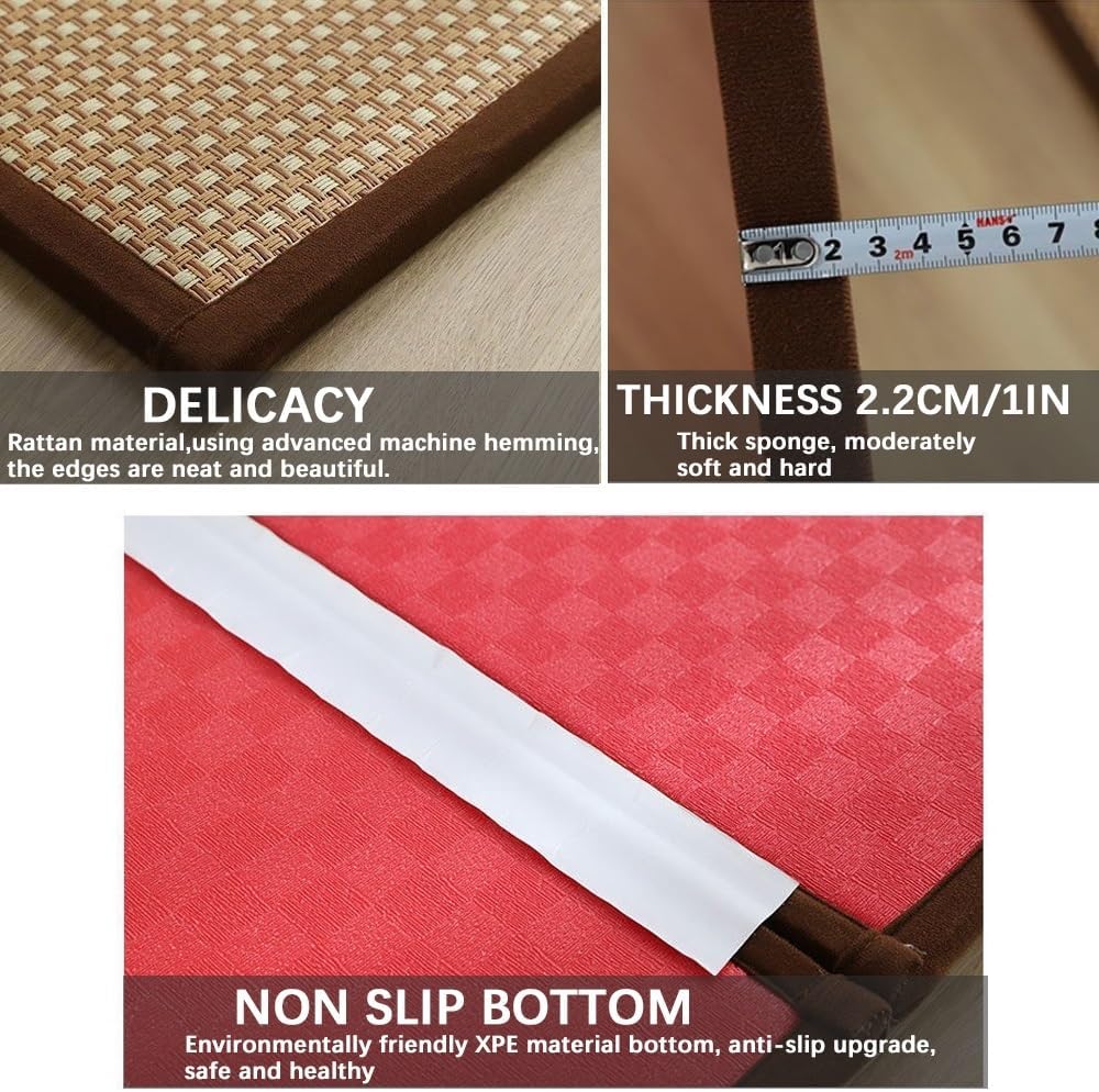 Japanese Tatami Mat, Rattan Tatami Mats, Bedroom Rattan Mat, Summer Floor Sleeping Mat Tatami Mattress, Indoor/Outdoor Rugs, Stitching Carpet Crawling Mats for Living Room Bedroom Playroom Yoga (Colo