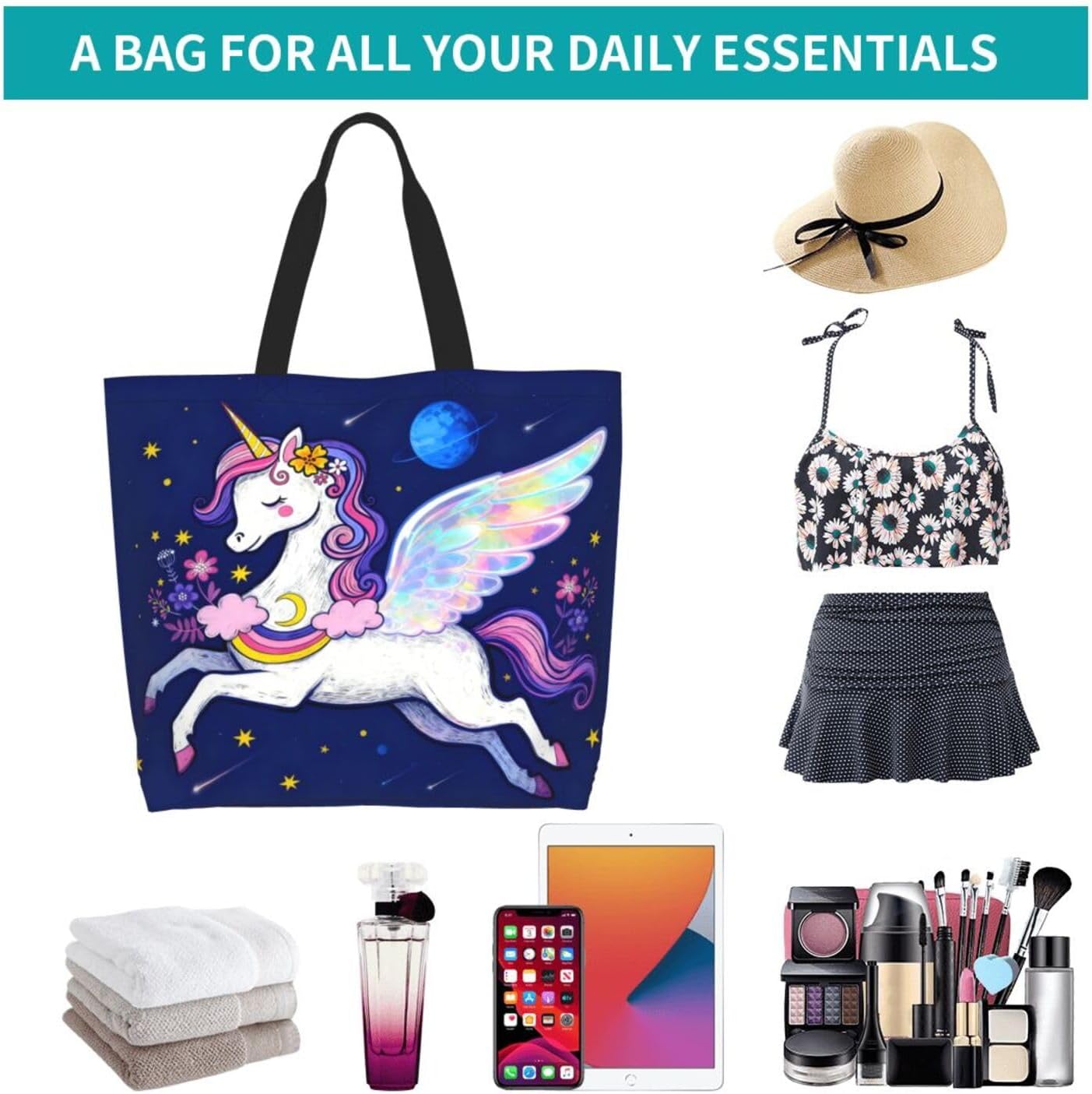 Tote Shoulder Bag Large Durable Reusable Eco-friendly Handbag Lightweight Stylish for Daily Use-19.7x15.7x5.9 Inch - Colors B