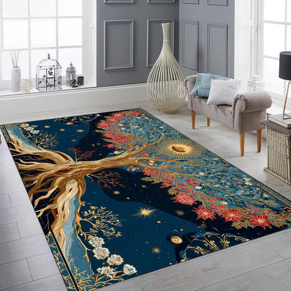 Tree of Life Area Rug – Bohemian Mandala Carpet for Living Room, Bedroom, Meditation Space, Yoga, Spiritual Home Décor – Large Soft Floor Mat for Indoor Decoration (TOL08)