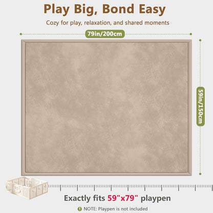 Baby Play Mat for Floor, 1.3'' Thick Memory Foam Tummy Time Mat - Super Soft Coral Velvet Nursery Rug with Non-Slip Backing, Crawling Rug for Toddlers/Infants, Yoga & Tatami Use, Oatmeal, 79''x 118''
