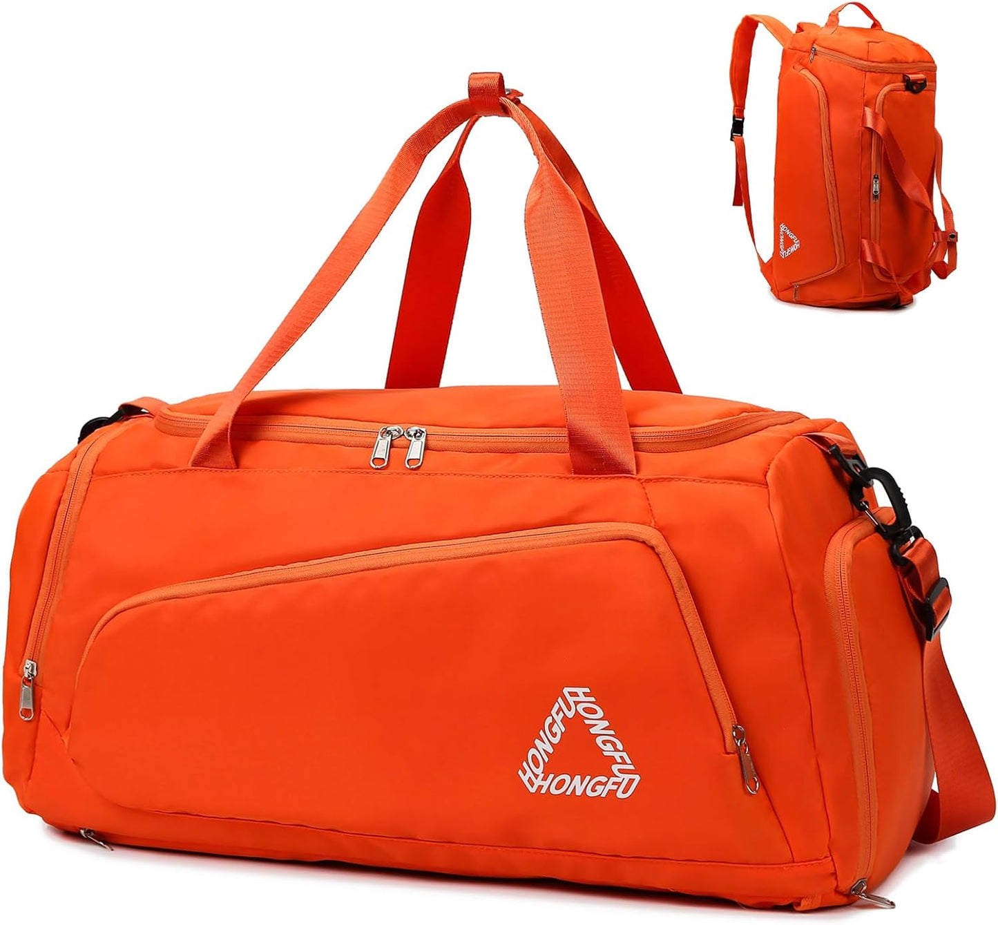 Eslcorri Gym Duffle Bag for Women Men, Sports Backpack with Wet & Shoe Compartment, Fitness Overnight Weekender Bag for Yoga, Swim, Travel (Style B, GreenPink)
