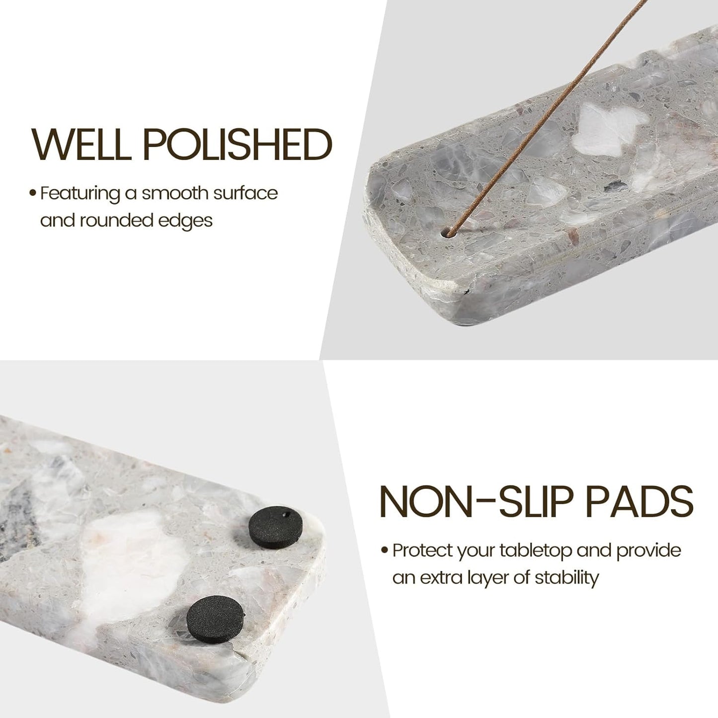 Koville Marble Incense Holder, Incense Holder for Sticks, Incense Sticks Holder Ash Catcher for Meditation Yoga SPA, Natural Stone Incense Burner, Home Table Decor (Green)