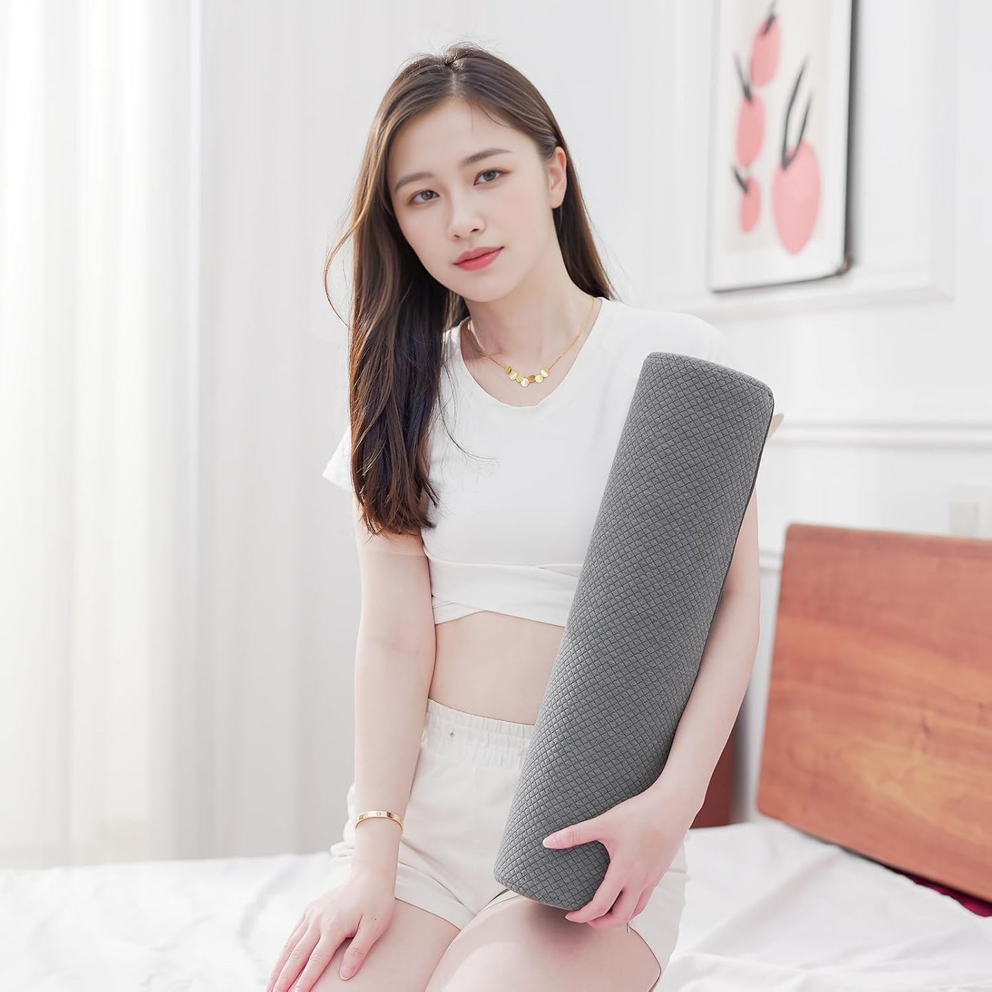 2 Pack Round Massage Table Bolster Pillow Pad, Bolster Pillow, Round Pillows, Suitable for Earthlite Massage Table (Grey, 7.8''x19.6'')