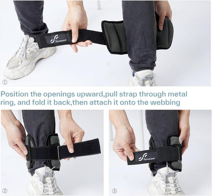 Sportneer Adjustable Ankle Weights Set - 1 Pair (2-10 lbs) Removable Sandbags for Women & Men, Comfortable Neoprene Leg Weights for Walking, Running, Pilates, Yoga, Home Workout & Physical Therapy