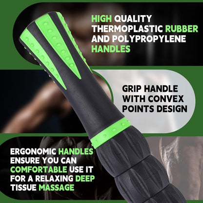 Massage Roller Stick,Muscle Roller Stick for Athletes, Liposuction Massage Roller for Lymphatic Drainage, for Relief Muscle Soreness, Trigger Points, Help Runner Legs, Back Recovery (Red & Black)