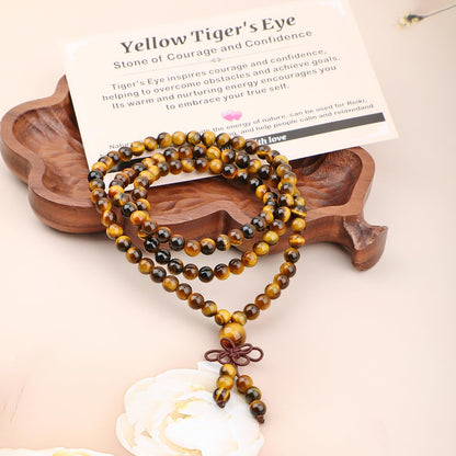 AD Beads 6mm 8mm 108 Prayer Mala Jasper Elastic Bracelet - Handmade Yoga Meditation Healing Power Energy Gifts for Unisex Adult.
