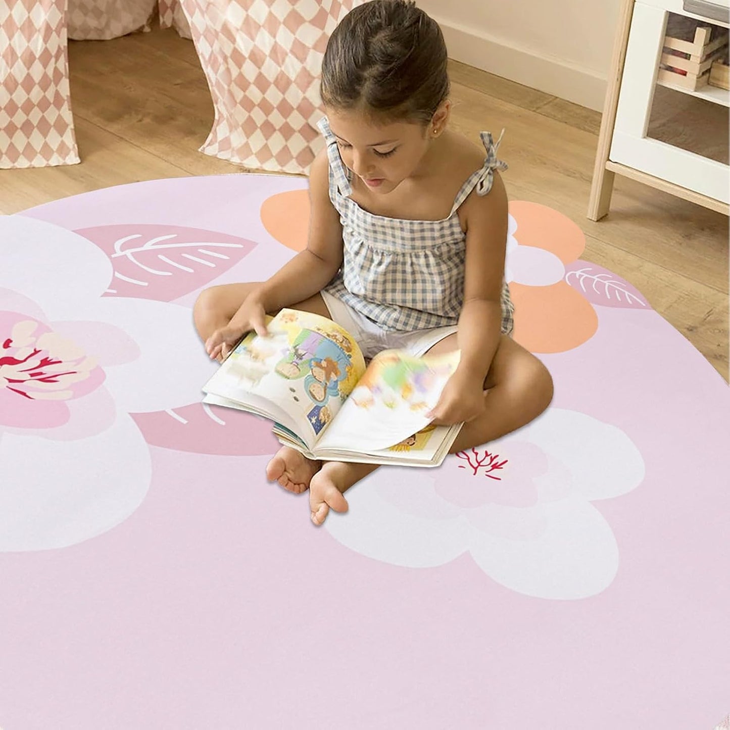 ABREEZE Irregular Large Flower Meditation Mat Non Slip Round Pilates Yoga Mat Natural Rubber with Sueded Surface Exercise Mat