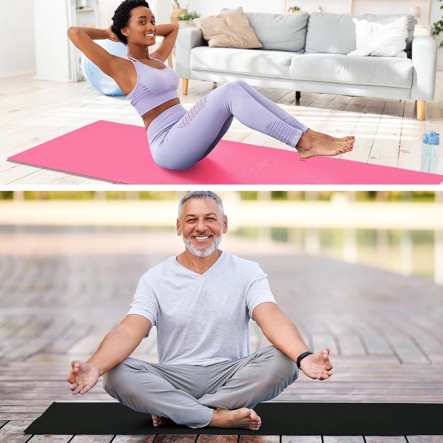 Breling 3 Pack 26"x73" Hot Yoga Mat Towel Pack Non-Slip Yoga Mat Gym Sweat Absorbent Microfiber Towel for Pilates Workout Women Men