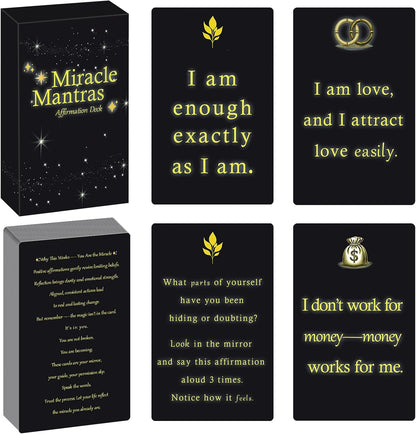Miracle Mantras Positive Affirmations Cards – 54 Daily Affirmation Cards for Women & Men, Self Care, Love & Wealth, Mindfulness Motivational Deck, Inspirational Gift