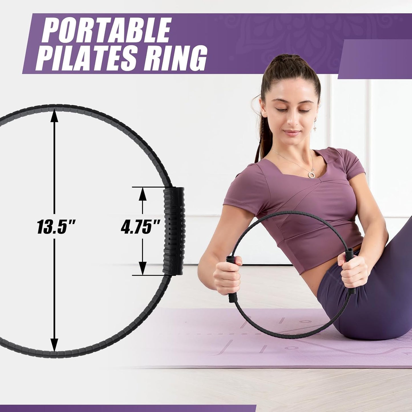 Krightlink Pilates Ring Circle, 14" Magic Circle Pilates Rings for Focusing on Toning Inner Thighs, Arms, and Core, Fitness Exercise Ring Workout Ring for Yoga and Pilates