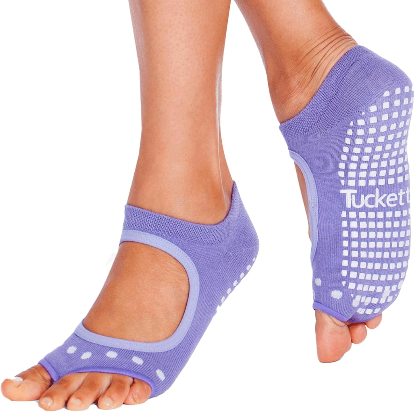 Tucketts Allegro Toeless Pilates Socks with Grips for Women, Non-Slip Open-Toe Grip Socks, Yoga, Barre, Dance, Reformer, Home