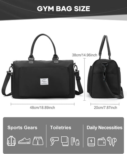 Gym Bag Womens Mens with Shoes Compartment and Wet Pocket Travel Duffel Bag for Women for Plane Sport Gym Tote Bags Swimming Yoga Waterproof Weekend Overnight Carry on Bag Hospital Holdalls - Colors B