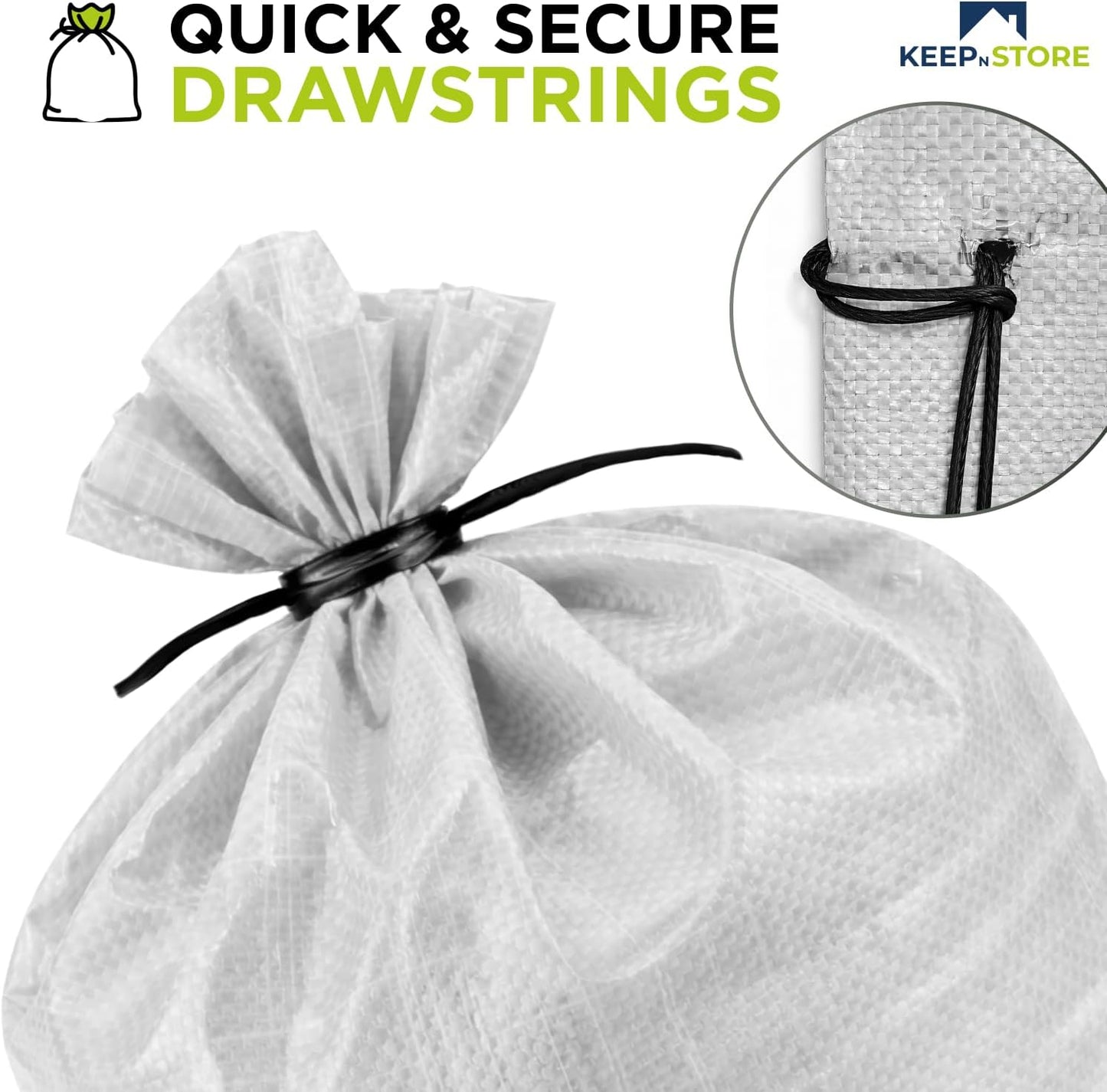 Heavy Duty Sand Bags Pack of 3, White Empty Sandbags with Built-In Ties, Woven Polypropylene UV Protection 1600 Hours, Fillable Sand Bags for Flood Control, Weight, 10x14 inches, 15 Pounds Volume