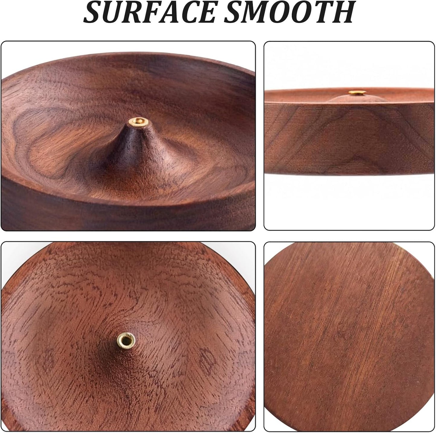 Incense Holder,Black Walnut Hand - Crafted Round Burner for Sticks with Ash Catcher,Perfect for Relaxation at Home, Yoga,Spa & as a Gift(3.5 * 3.5in)