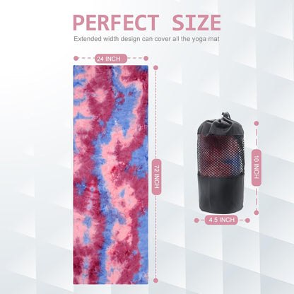 Eunzel Yoga Towel,Hot Yoga Mat Towel with Grip Dots Sweat Absorbent Non-Slip for Hot Yoga, Pilates and Workout 24" x72", Purple & Blue