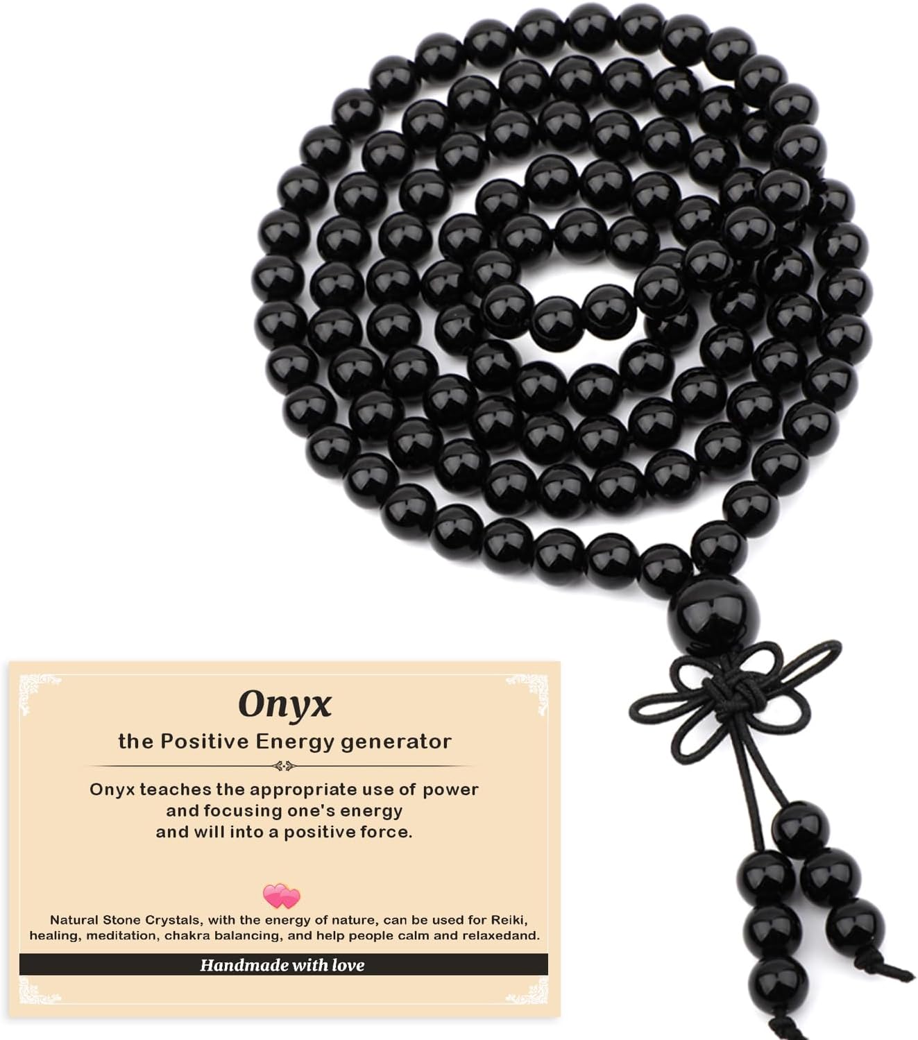 AD Beads 6mm 8mm 108 Prayer Mala Jasper Elastic Bracelet - Handmade Yoga Meditation Healing Power Energy Gifts for Unisex Adult.