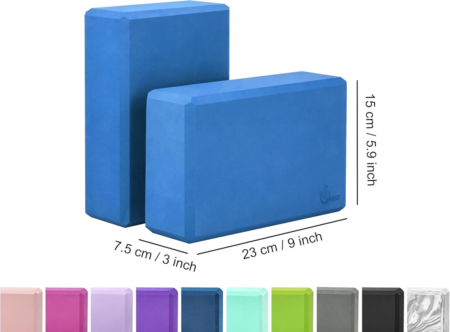 EXERZ Yoga Blocks 2 pack, Gym Blocks, Exercise Workout Fitness Bricks, Pilates Stretch Handstand Non-Slip