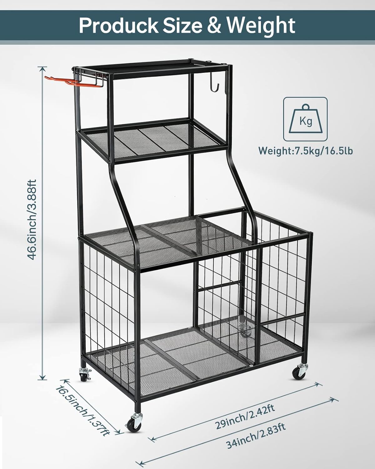 AHOWPD Weight Rack Home Gym Storage, Yoga Mat Storage Rack Workout Equipment Storage Rack for Dumbbells Kettlebell Resistance Band, Exercise Equipment Gym Rack Organizer with Wheel and Levelling Feet