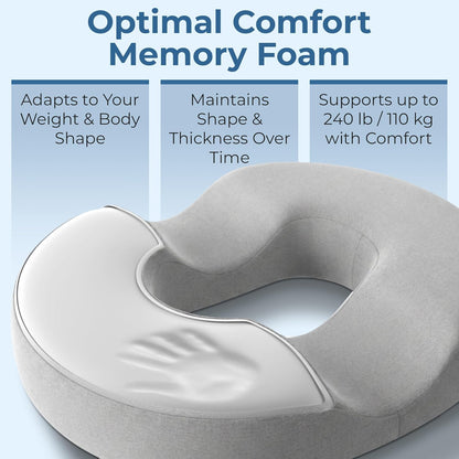 5 STARS UNITED Donut Pillow Hemorrhoid Tailbone Cushion – Large Floor Cushion for Pain Relief – Coccyx, Prostate, Sciatica, Pelvic Floor, Pressure Sores, Pregnancy, Postpartum Recovery, Black
