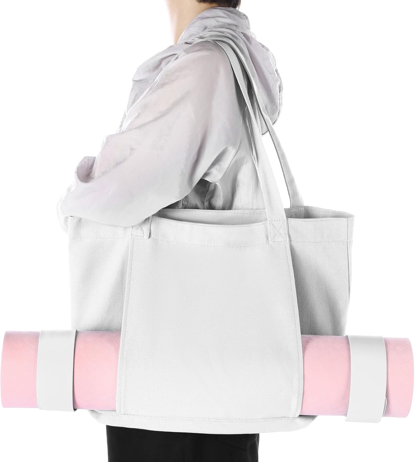 Halloscume Yoga Bag Set for Women Including Yoga Mat Tote Bag, Booty Resistance Bands, Non Slip Sports Socks Silicone Ties for Pilates Travel Workout Office Home Gym
