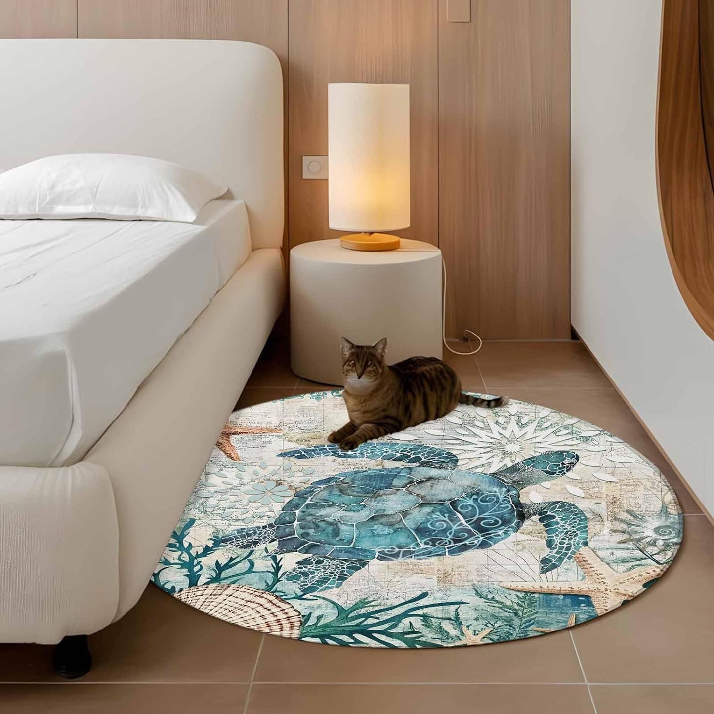 Libaoge Round Area Rugs 3 ft Indoor Aloha Mats Sea Turtle Ocean Animal Nautical Map Soft Living Room Bedroom Unique Carpet Woman Yoga Mat Home Decor