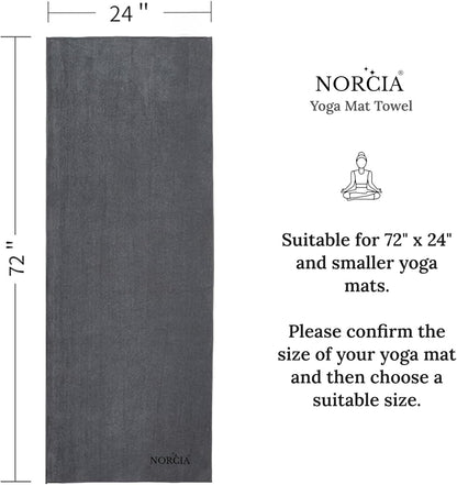 Yoga Towel, Non Slip Hot Yoga Mat Towel with Corner Pockets, Mat-Sized 24" x 72", 100% Microfiber Sweat Absorbent, Perfect for Hot Yoga, Bikram, Pilates and Yoga Mats (Purple)