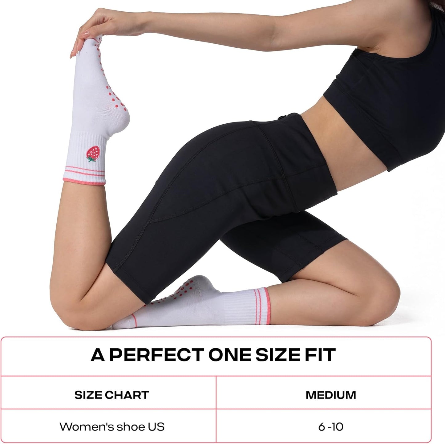 COOLMATE Pilates Socks with Grips for Women, Yoga Socks, Crew Non Slip Women for Barre, Pilates Gifts for Women - Colors B