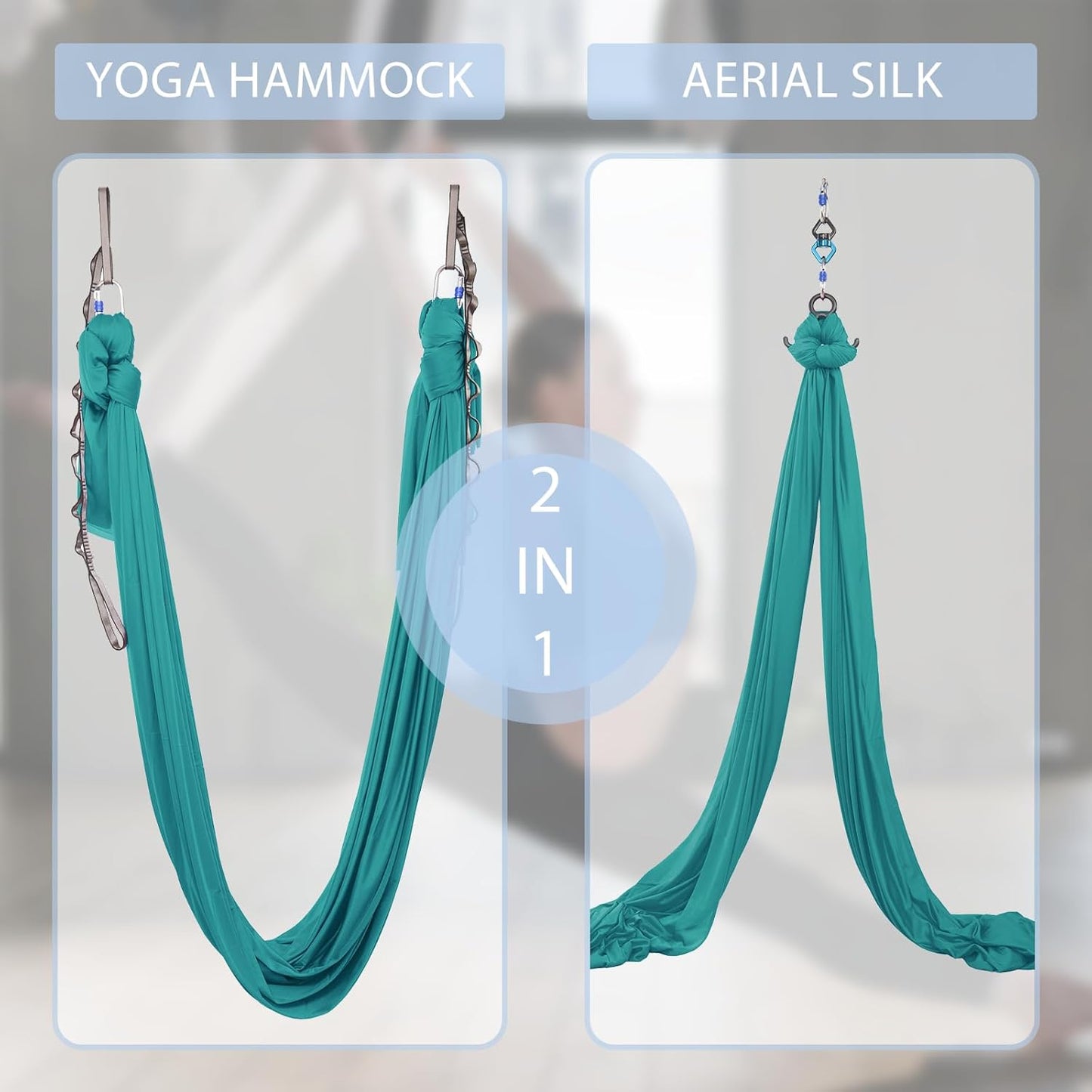 11 Yards Aerial Silks Yoga Swing Set - Aerial Yoga Hammock Kit Anti-Gravity Flying for Fitness, Low/Non Stretch Nylon Tricot Fabric Hardware Included for Dance