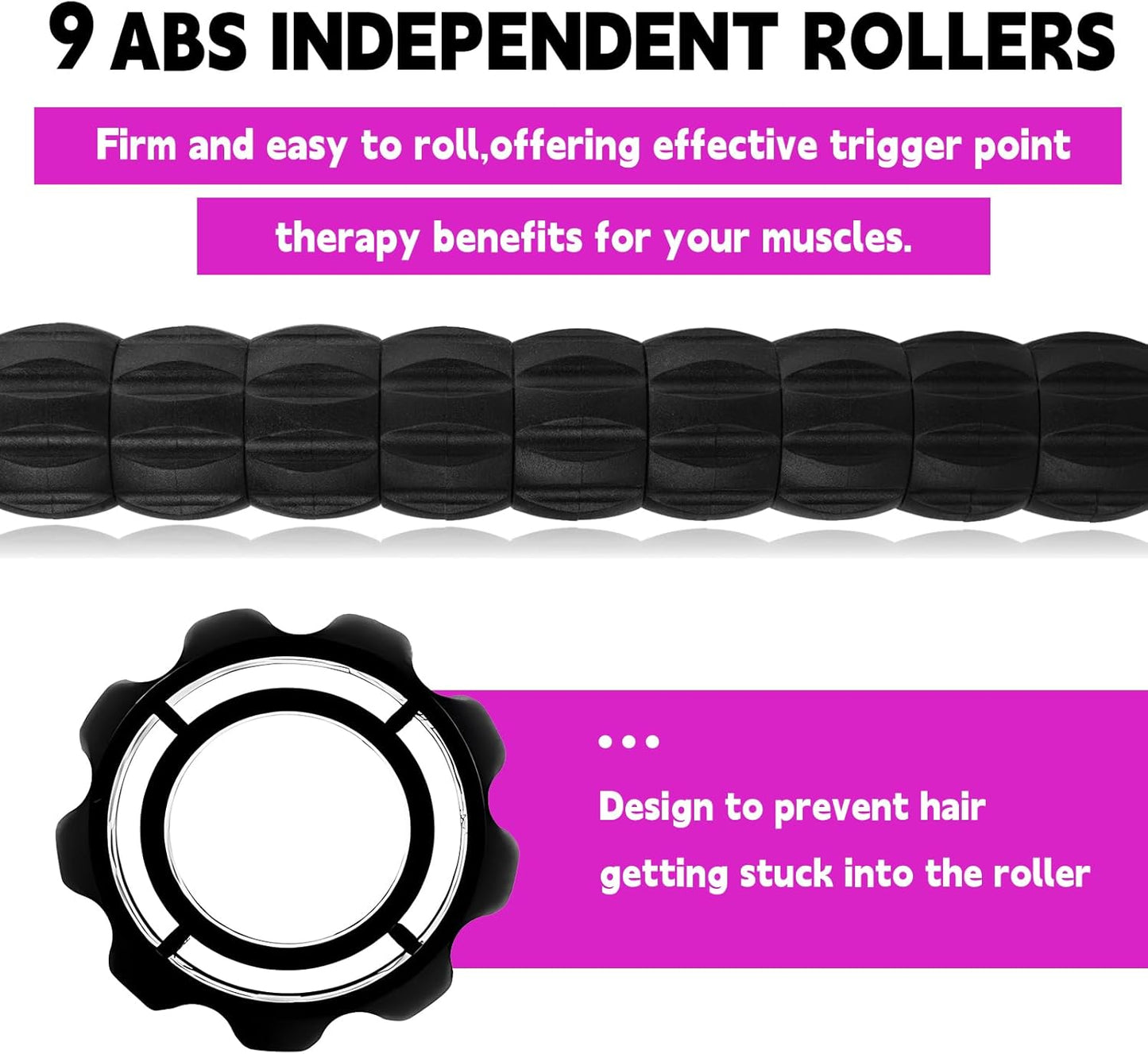 Massage Roller Stick,Muscle Roller Stick for Athletes, Liposuction Massage Roller for Lymphatic Drainage, for Relief Muscle Soreness, Trigger Points, Help Runner Legs, Back Recovery (Red & Black)