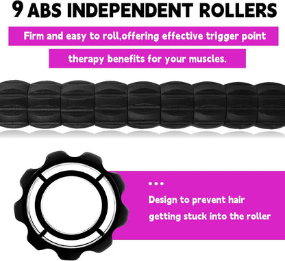 Massage Roller Stick,Muscle Roller Stick for Athletes, Liposuction Massage Roller for Lymphatic Drainage, for Relief Muscle Soreness, Trigger Points, Help Runner Legs, Back Recovery (Red & Black)