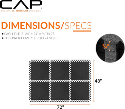 CAP Puzzle Exercise Mats | 3/4” Thick EVA Interlocking Foam Tiles for Home Gym Flooring | Multiple Options