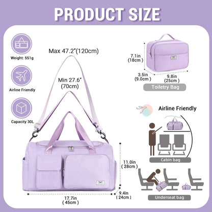 FIORETTO Women's Gym Duffle Bag with Shoes Compartment, 30L Capacity, Ideal for Travel, Gym, Sports, Duffel, Weekender