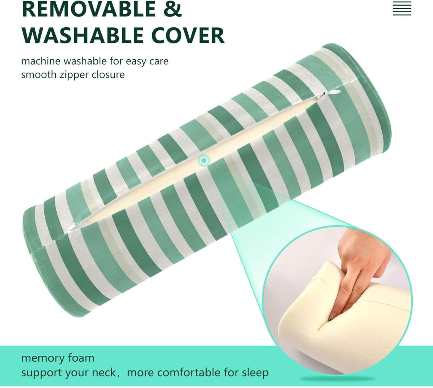 Yoga Bolster Pillow Round Neck Roll Pillow Bed Round Pillow for Baby Cylinder Decorative Pillow Bolster Pillow Covers with Zipper Gold Stripe