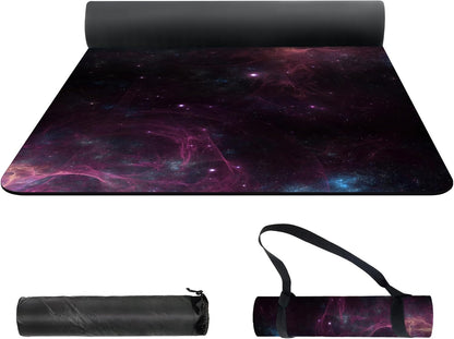 nuveti Yoga Mat Print Extra Thick TPE Non Slip Fitness Exercise Mat with Carrying Bag,72"x24" Extra Thick 6MM Exercise & Workout Mat for Yoga, Pilates Fitness and Floor Exercises - Colors A