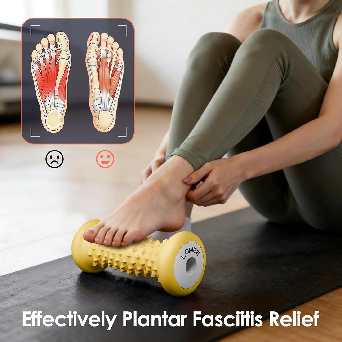 LOMEE Foot Roller Massager for Plantar Fasciitis Relief, Foot Arch and Heel Pain Relief, Portable Reflexology Massage Tool, Deep Tissue Muscle Massage Roller